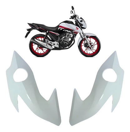 Par de Carenagens Laterais do Farol Paramotos Honda Cg 160 Titan 2016 a 2021 Branco Perolizado