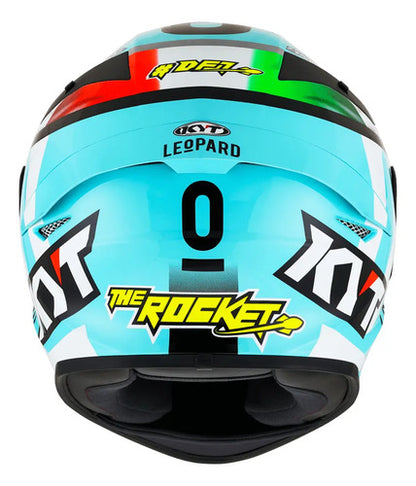 Capacete KYT TT-Course Dennis Foggia Leopard Azul Brilhante