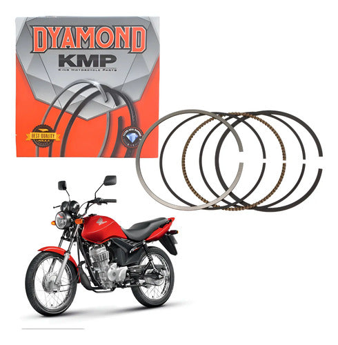 Jogo de Anéis do Pistão KMP Dyamond Honda Cg 125 Titan Fan 2009 a 2018 Biz 125 2005 a 2025 1,00