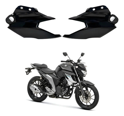 Par de Carenagens Laterais do Farol Paramotos Yamaha Fazer Fz25 250 2018 a 2021 Preto Brilhante