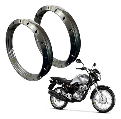 Par de Aros de Roda GS Monaco Honda Cg 125 150 160 Titan Fan Start 1.85x18 Prata Cromado