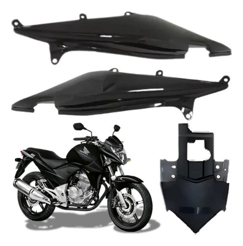 Kit Rabeta Lateral Completa Paramotos Honda Cb 300r 2013 em diante Preto Brilhante