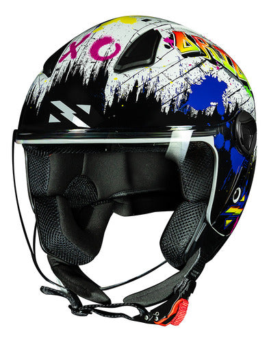 Capacete Aberto Norisk Orion Shine Branco Laranja Brilhante