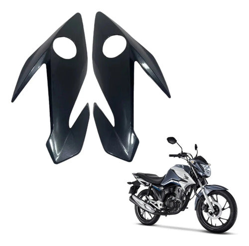 Bananinha Par de Carenagens Laterais do Farol Paramotos Honda Cg 160 Titan 2022 a 2024 Cinza