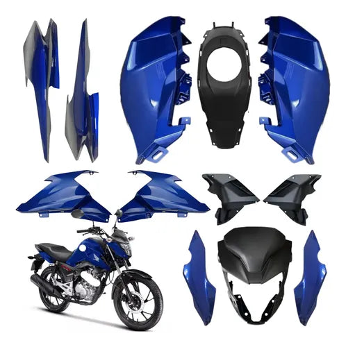 Kit Carenagem Completo Paramotos Honda Cg 160 Fan 2025 em diante Azul Perolizado