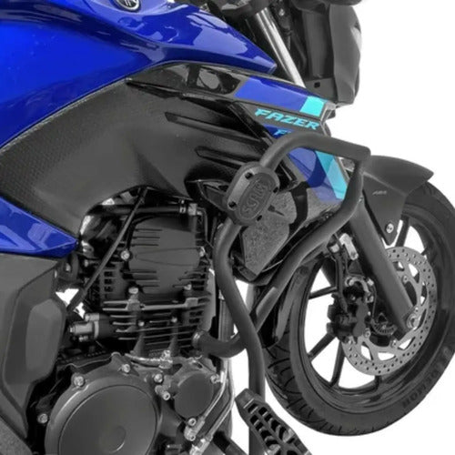 Protetor de Motor com Pedaleira Scam Yamaha Fazer Fz25 250 2018 em diante Preto Fosco