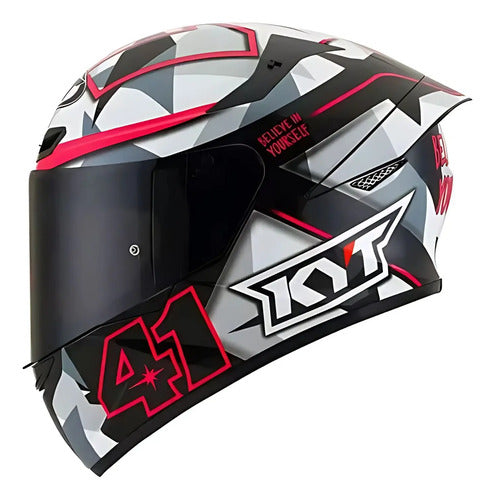 Capacete KYT TT-Course Aleix Espargaro 2018 Fúcsia Cinza Rosa Brilhante