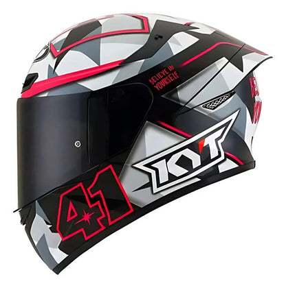 Capacete KYT TT-Course Aleix Espargaro 2018 Fúcsia Cinza Rosa Brilhante