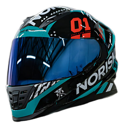Capacete Norisk FF302 Soul Tokyo com Óculos Solar Interno Preto Verde Brilhante