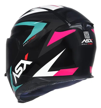 Capacete ASX Eagle Street Preto Azul Rosa Brilhante