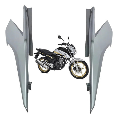 Par de Rabetas Laterais Paramotos Honda Cg 160 Titan 2016 a 2024 Prata Edição Especial