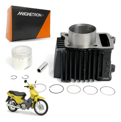 Kit Cilindro Pistão e Anéis Magnetron Honda Biz 100 1998 a 2005 Pop 100 2007 a 2008