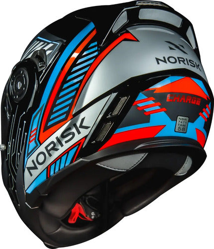 Capacete Escamoteável Norisk Route FF345 Charge com Óculos Solar Preto Titânio Azul Tamanho 56/S