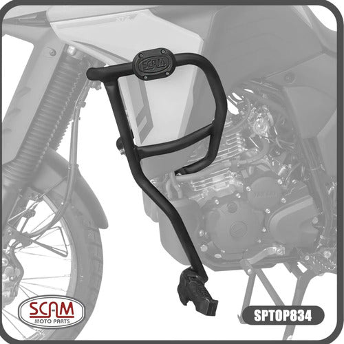 Protetor de Motor com Pedaleira Scam Yamaha Lander 250 2025 em diante Preto Fosco