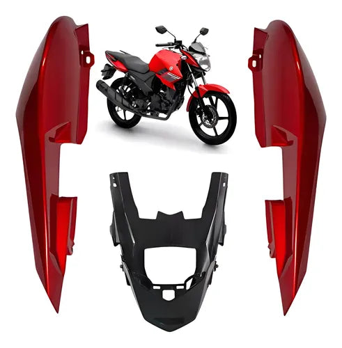 Rabeta Lateral Completa Paramotos Yamaha Fazer 150 2014 a 2015 Vermelho