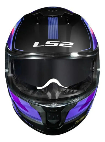 Capacete LS2 FF808 Stream II Vintage com Óculos Solar Interno Preto Roxo Cinza Fosco Tamanho 56/S