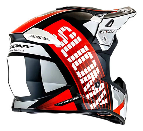 Capacete Off-Road Suomy X-Wing Amped Preto Vermelho Brilhante Tamanho 62/XL