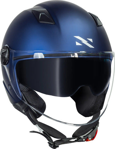 Capacete Aberto Norisk Orion SV Solid com Óculos Solar Interno Azul Fosco