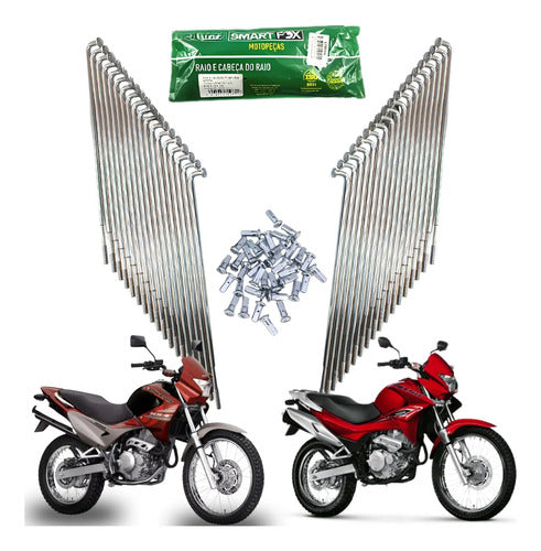 Jogo de Raios Traseiro Smartfox Honda Nx 400 Falcon 1999 a 2008 4 mm Cromado