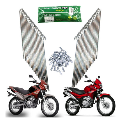 Jogo de Raios Traseiro Smartfox Honda Nx 400 Falcon 1999 a 2008 4 mm Cromado