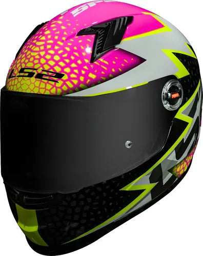 Capacete LS2 FF358 Speedy Branco Rosa Brilhante