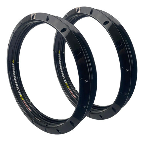 Par de Aros de Roda GS Monaco Yamaha Lander 250 2018 em diante 1.85x21 e 2.15x18 Preto Brilhante