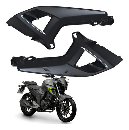 Par de Rabetas Laterais Paramotos Yamaha Fazer Fz25 250 2022 a 2024 Preto Fosco