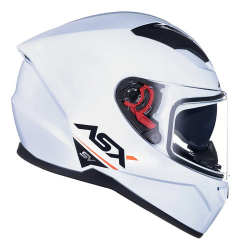 Capacete ASX City SV Solid com Óculos Solar Interno Branco Vermelho Preto Brilhante
