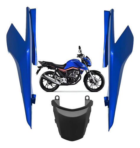 Kit Rabeta Lateral Completa Paramotos Honda Cg 160 Titan 2016 a 2024 Azul Caraíva