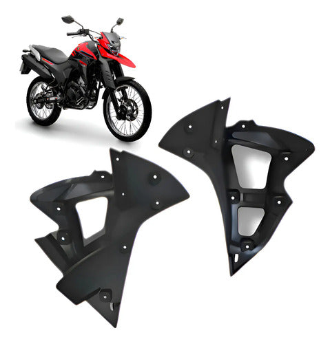 Par de Acabamentos Internos da Aba do Tanque Paramotos Yamaha Lander 250 2020 a 2025 Preto