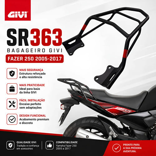 Suporte de Baú Bagageiro Givi Yamaha Fazer 250 2006 a 2017