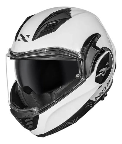 Capacete Escamoteável Norisk Avenger Solid com Óculos Solar Interno Branco Brilhante Tamanho 58/M