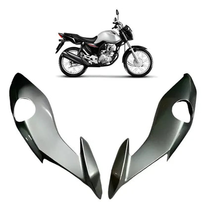 Par de Carenagens Laterais do Farol Paramotos Honda Cg 160 Fan Start 2022 a 2024 Prata Iron Nail