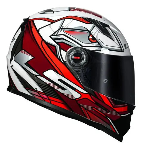 Capacete LS2 FF358 Xdron Preto Vermelho Brilhante