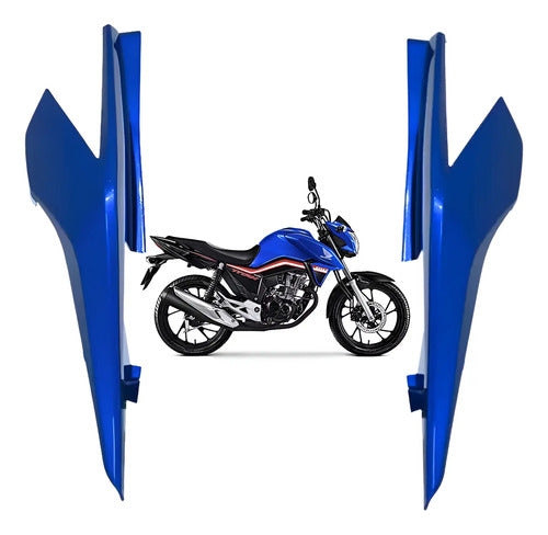 Par de Rabetas Laterais Paramotos Honda Cg 160 Titan 2022 a 2024 Azul Caraíva