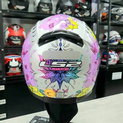 Capacete LS2 FF358 Dreamcatcher Rosa Prata Azul Brilhante