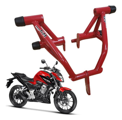 Protetor de Motor Stunt Race Street Cage Honda Cb 300f Twister 2023 a 2025 Vermelho