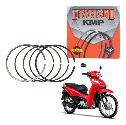 Jogo de Anéis do Pistão KMP Dyamond Honda Cg 125 Titan Fan 2009 a 2018 Biz 125 2005 a 2025 1,00