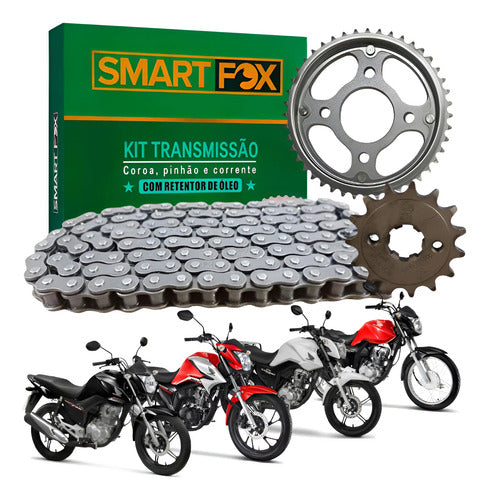 Kit Relação Smartfox com Retentor Honda Cg 160 Titan Fan Start Cargo 2016 a 2023 428OH 118L 44/15T