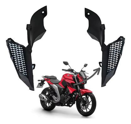 Par de Acabamentos do Duto de Ar da Aba do Tanque Paramotos Yamaha Fazer Fz25 250 Preto