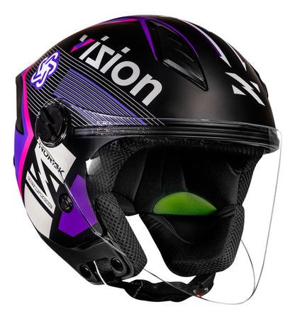 Capacete Aberto Norisk Neo Vizion Preto Roxo Fosco