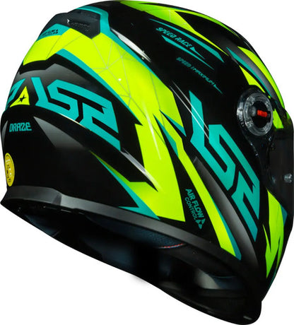 Capacete LS2 FF358 Draze Preto Amarelo Verde Brilhante Tamanho 54/XS
