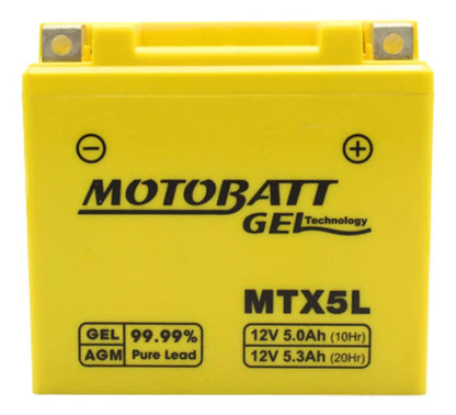 Bateria Motobatt MTX5L AGM 12V 5Ah Yamaha Fazer Factor Crosser 150 Honda Cg 150 160 Titan Fan Start
