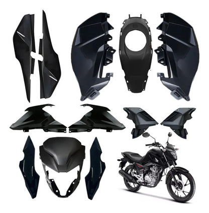 Kit Carenagem Completo Paramotos Honda Cg 160 Fan 2025 em diante Preto Perolizado