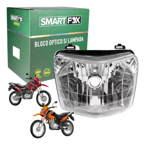 Farol Bloco Óptico sem Lâmpada Smartfox Honda Bros 125 2013 a 2015 Bros 150 2009 a 2012