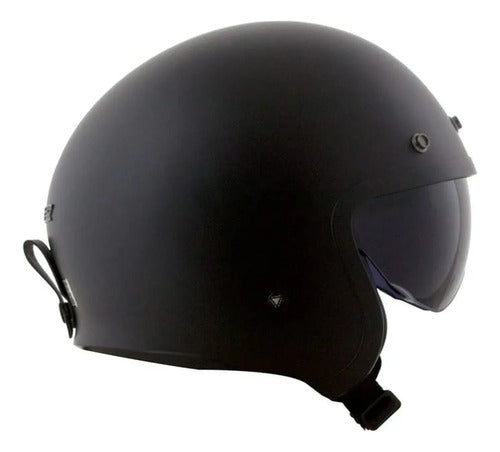 Capacete Aberto LS2 OF599 Spitfire Solid com Óculos Solar Interno Preto Fosco
