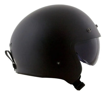 Capacete Aberto LS2 OF599 Spitfire Solid com Óculos Solar Interno Preto Fosco