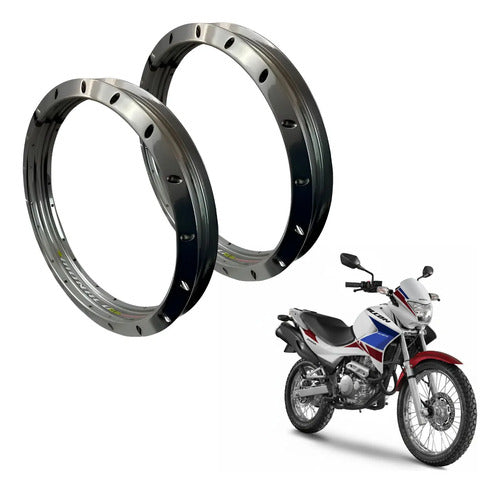 Par de Aros de Roda GS Monaco Honda Nx 400 Falcon 1.85x21 e 2.15x17 Prata Cromado
