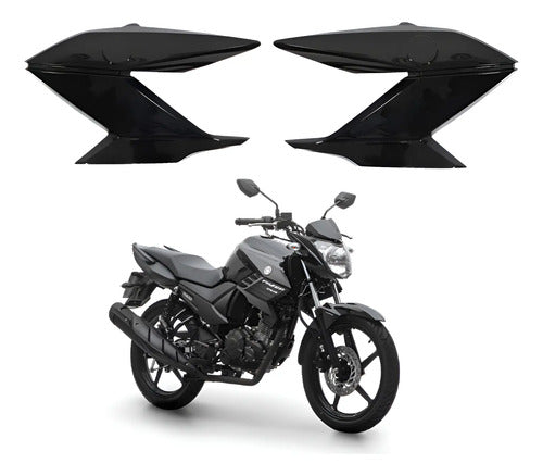 Par de Guias de Ar Abas do Tanque Paramotos Yamaha Fazer 150 2014 a 2024 Preto Brilhante