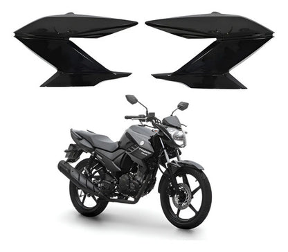 Par de Guias de Ar Abas do Tanque Paramotos Yamaha Fazer 150 2014 a 2024 Preto Brilhante